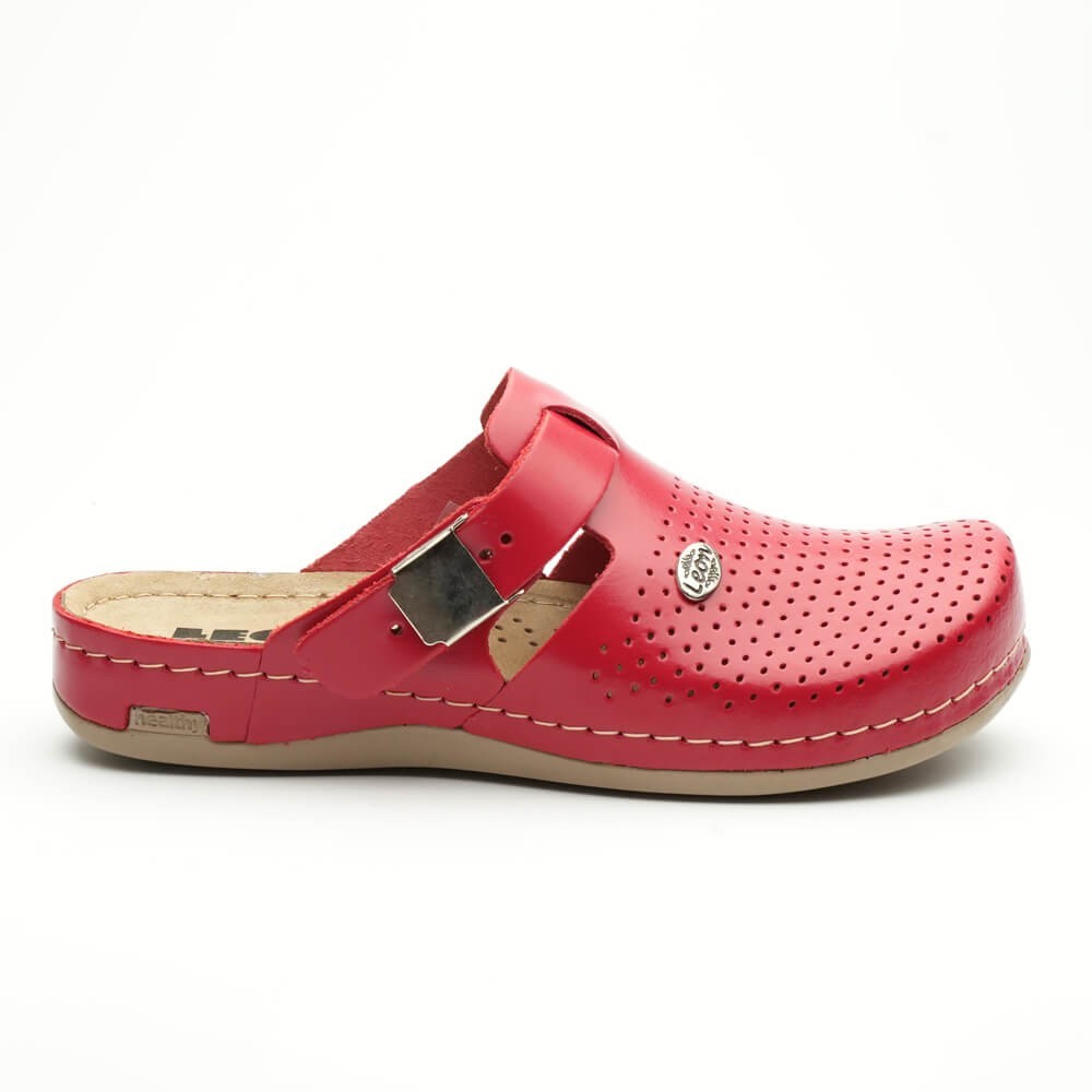 Saboti medicali, de dama, din piele, Leon 950, rosu Saboti medicali, de dama, din piele, Leon 950, rosu