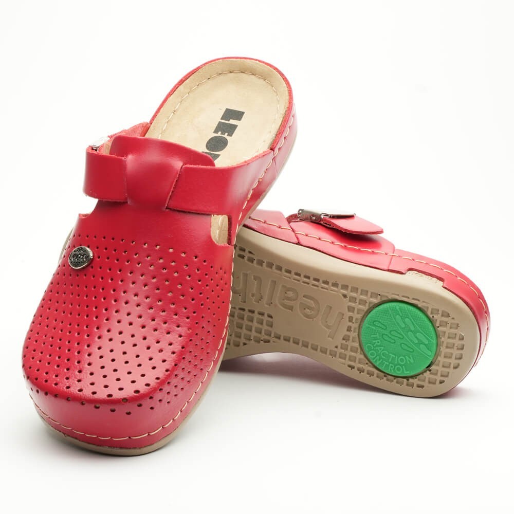 Saboti medicali, de dama, din piele, Leon 950, rosu Saboti medicali, de dama, din piele, Leon 950, rosu