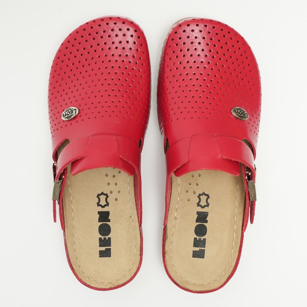 Saboti medicali, de dama, din piele, Leon 950, rosu Saboti medicali, de dama, din piele, Leon 950, rosu