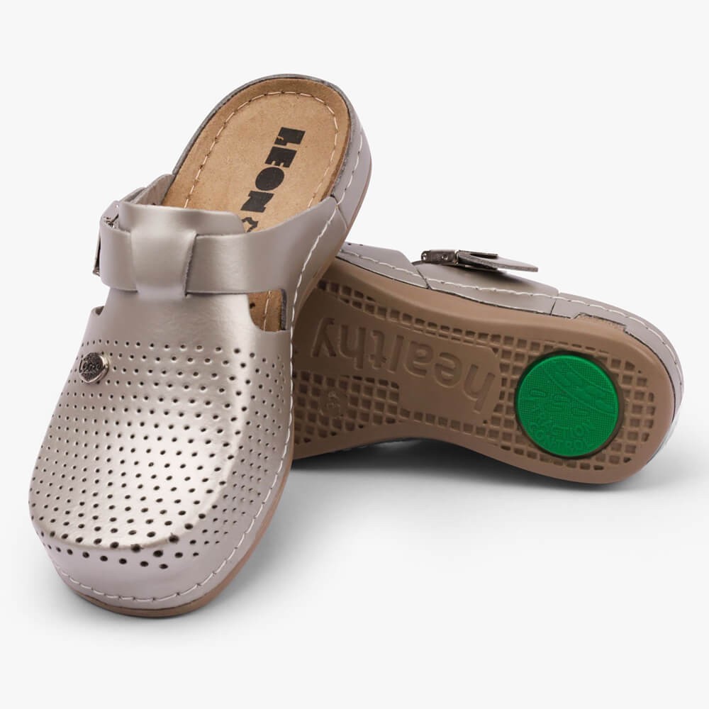 Saboti medicali, de dama, din piele, Leon 950, sampanie Saboti medicali, de dama, din piele, Leon 950, sampanie