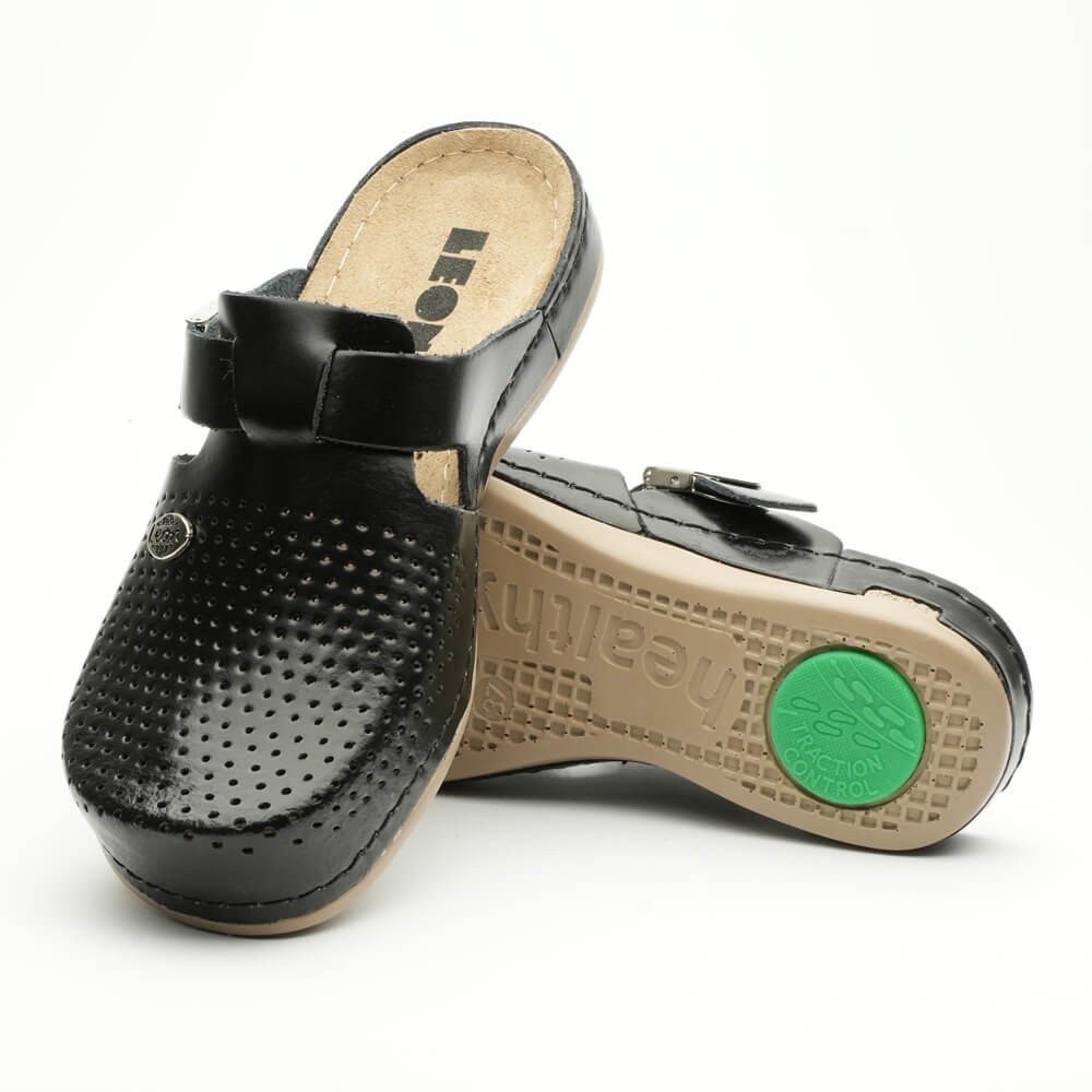 Saboti medicali, de dama, din piele, Leon 950, negru Saboti medicali, de dama, din piele, Leon 950, negru