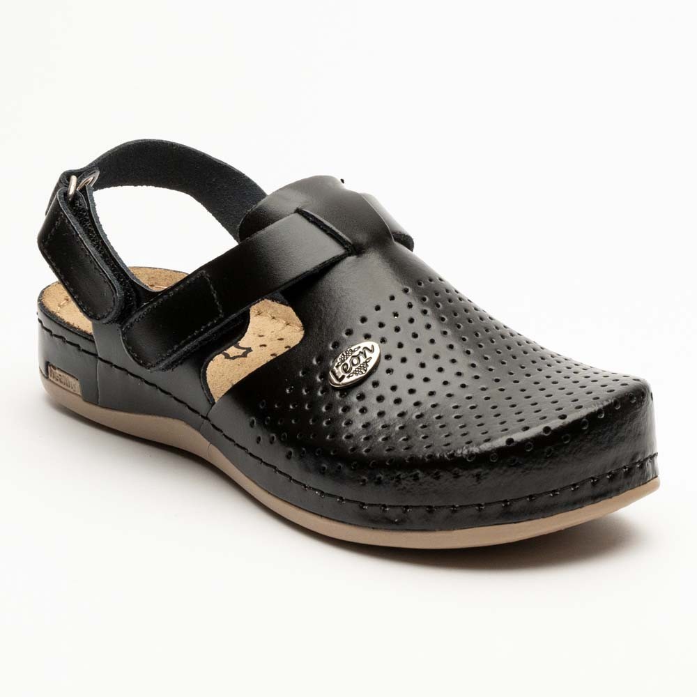 Saboti medicali, de dama, din piele, Leon 951, negru Saboti medicali, de dama, din piele, Leon 951, negru