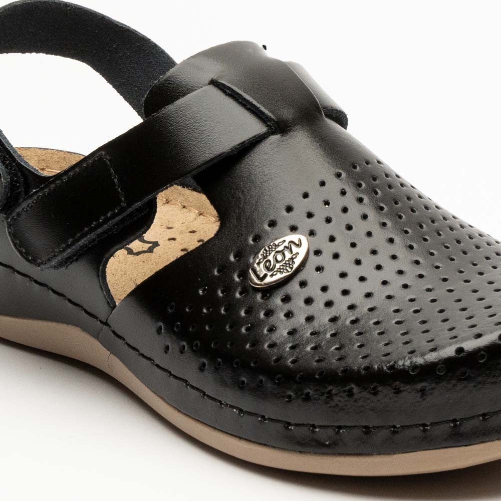 Saboti medicali, de dama, din piele, Leon 951, negru Saboti medicali, de dama, din piele, Leon 951, negru