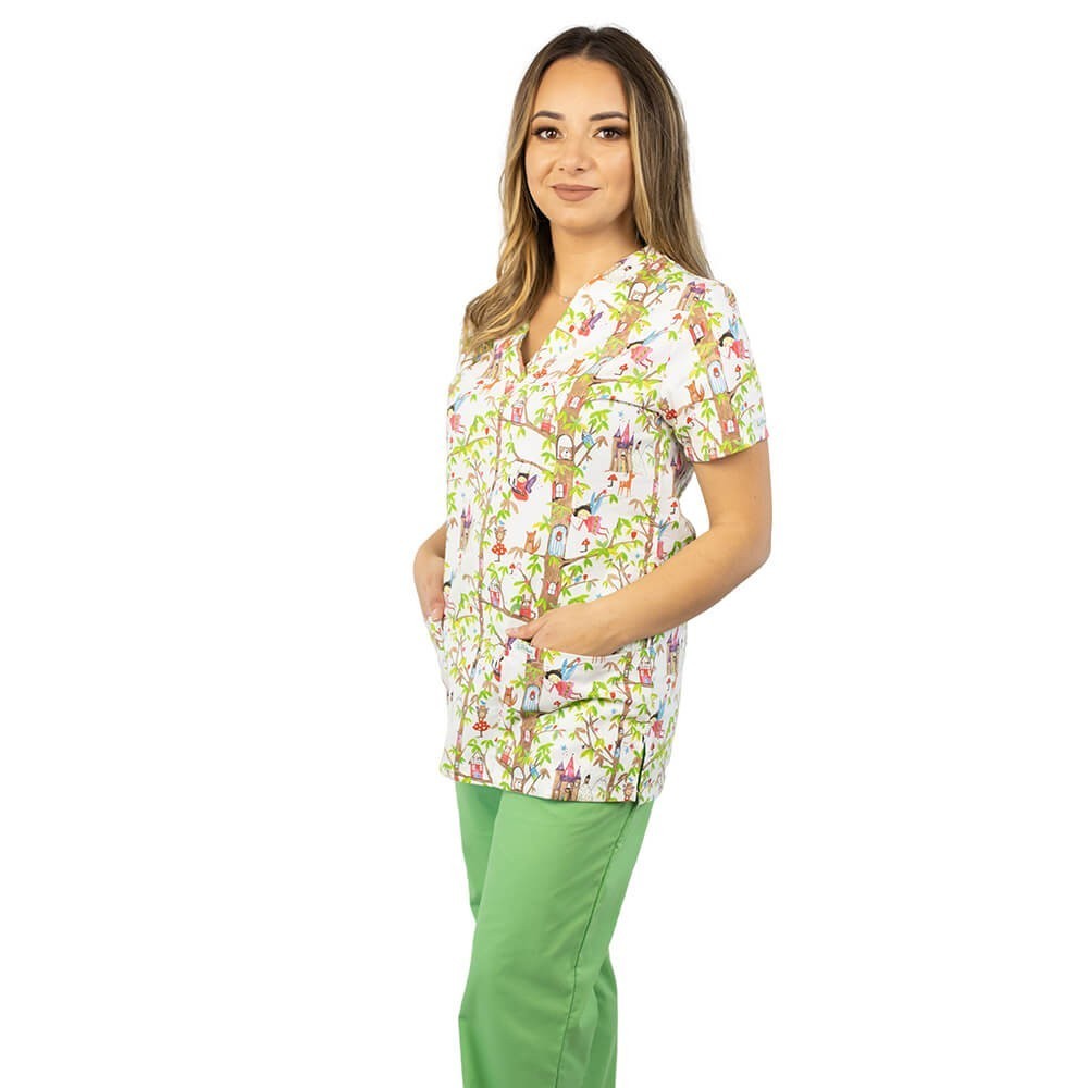 Bluza medicala imprimata Lotus 1, Fairytale