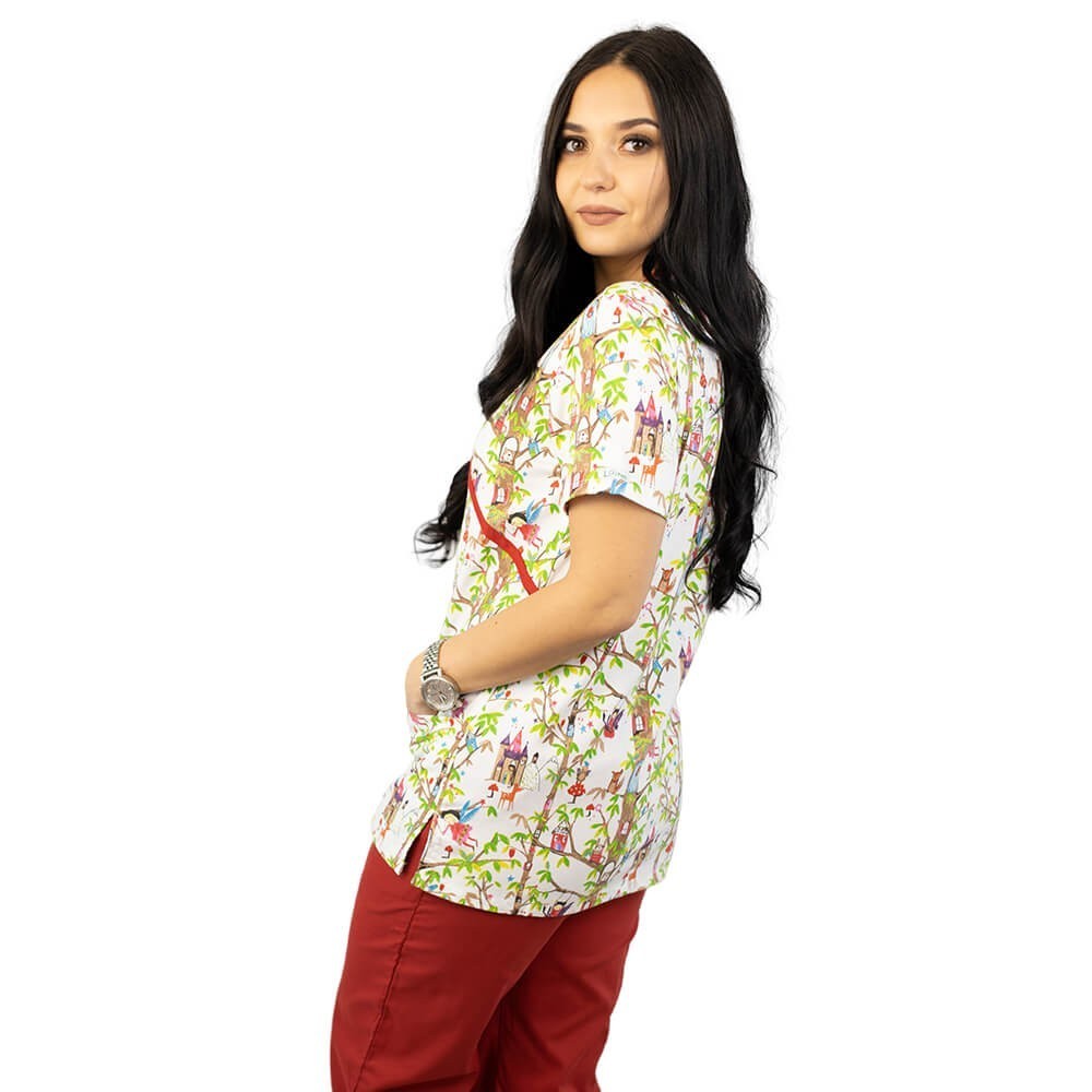 Bluza medicala imprimata Lotus 1, Fairytale