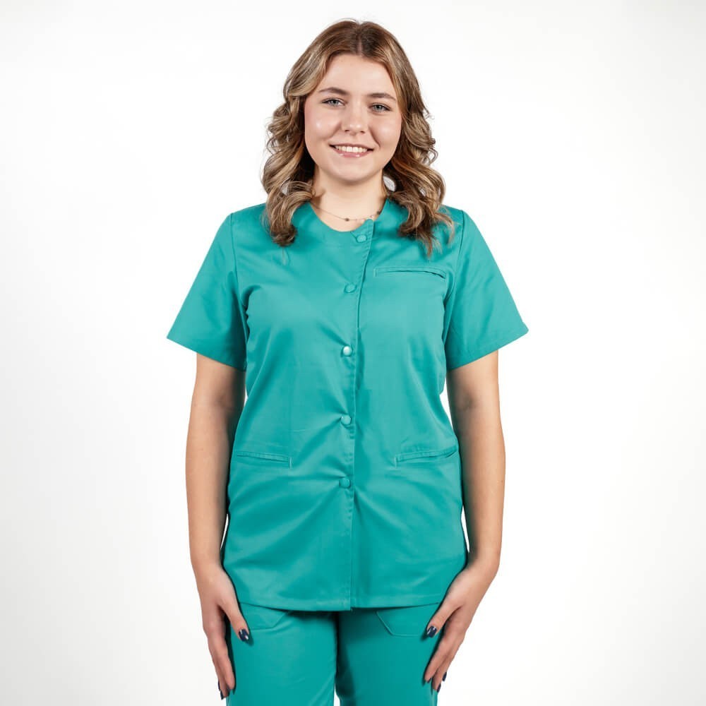 Bluza asimetrica cu capse Lotus 2, turcoaz