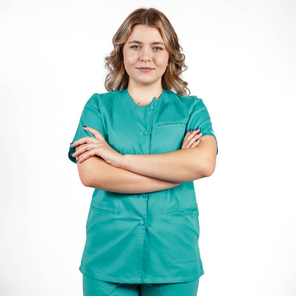 Bluza asimetrica cu capse Lotus 2, turcoaz