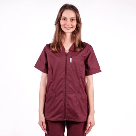 Bluza in V cu fermoar si maneca scurta