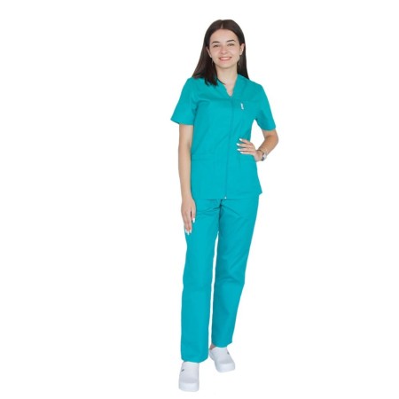 Bluza in V cu fermoar si maneca scurta