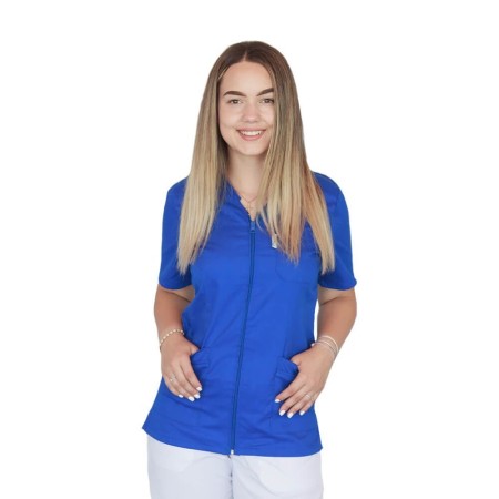 Bluza in V cu fermoar si maneca scurta