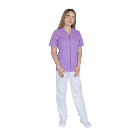 Bluza in V cu fermoar si maneca scurta