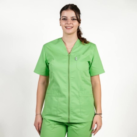 Bluza in V cu fermoar si maneca scurta