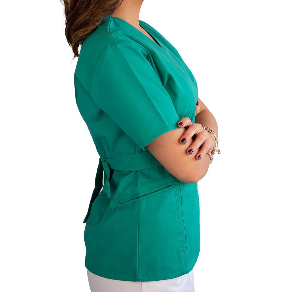 Bluza kimono cu maneca scurta, Lotus 1, verde chirurgical