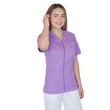 Bluza in V cu fermoar si maneca scurta